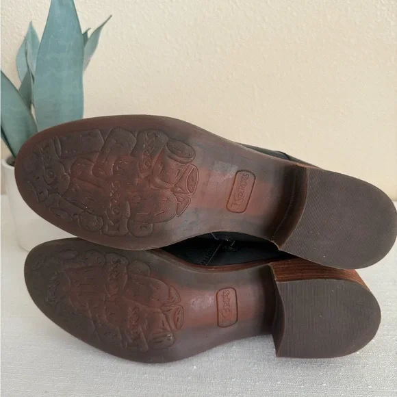 KORKS Reese Black Leather Buckle Lace Up Strap Heeled Ankle Boots - Picture 12 of 15